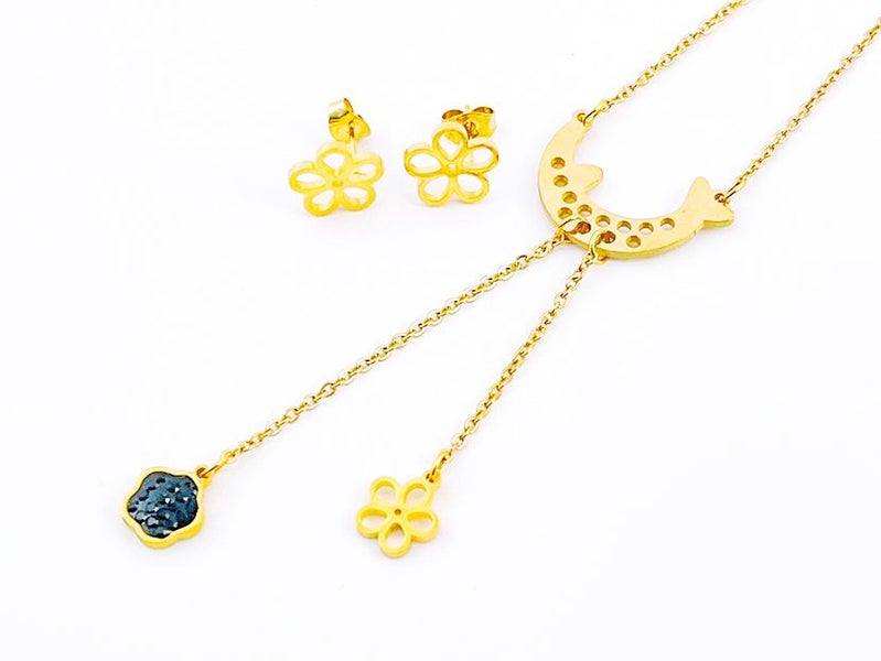 Gold-Plated Zircon Earrings and Necklace Set Carousel 1