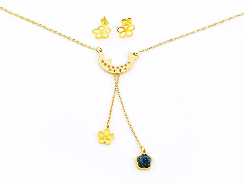 Gold-Plated Zircon Earrings and Necklace Set Carousel 2