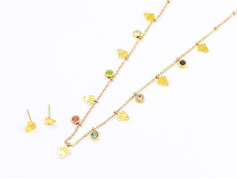 Gold-Plated Zircon Earrings and Necklace Set Carousel 1