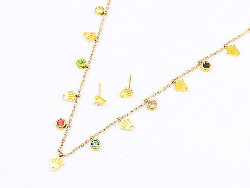 Gold-Plated Zircon Earrings and Necklace Set Carousel 2