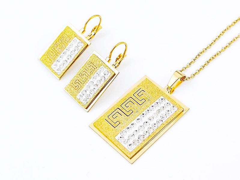 Gold-Plated Zircon Earrings and Necklace Set Carousel 1