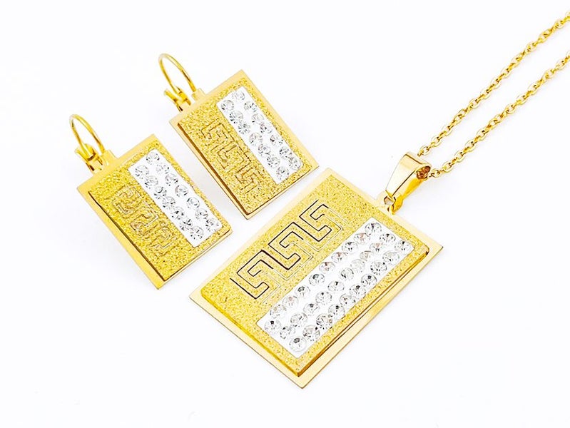 Gold-Plated Zircon Earrings and Necklace Set Carousel 2
