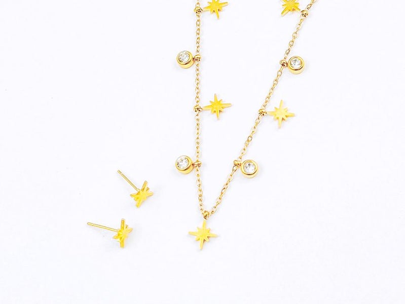 Gold-Plated Zircon Earrings and Necklace Set Carousel 1