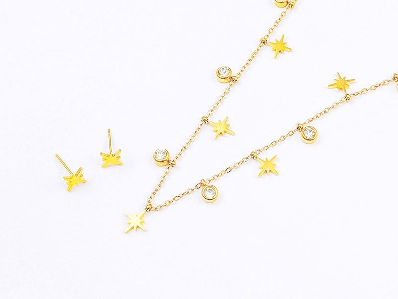 Gold-Plated Zircon Earrings and Necklace Set Carousel 2