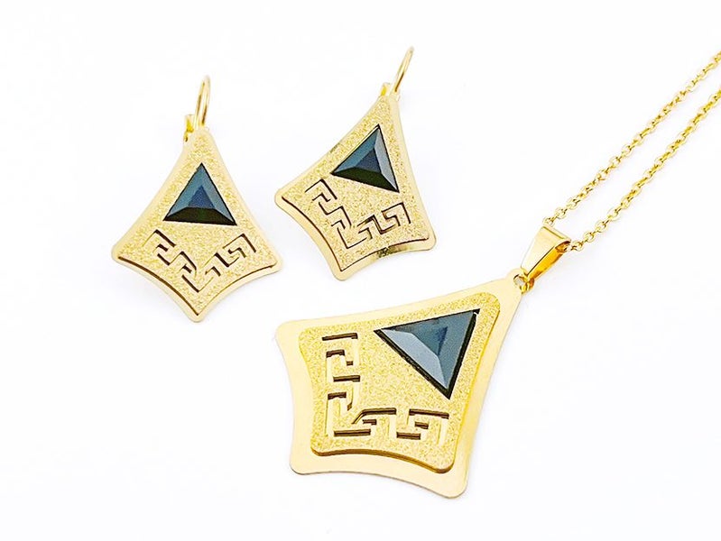 Gold-Plated Zircon Earrings and Necklace Set Carousel 1