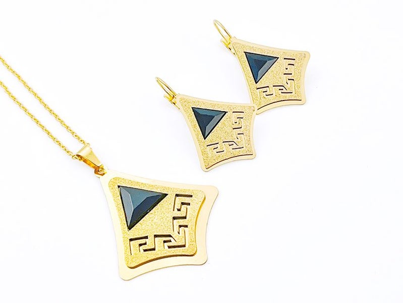 Gold-Plated Zircon Earrings and Necklace Set Carousel 2