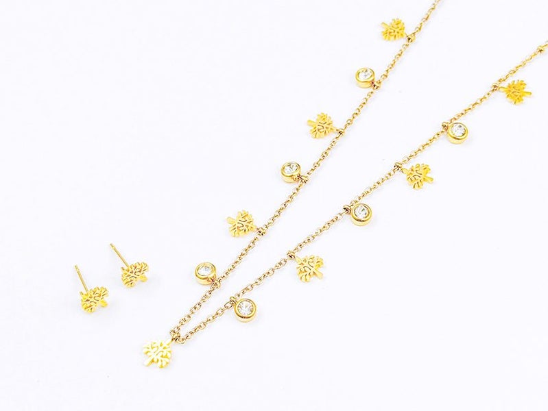 Gold-Plated Zircon Earrings and Necklace Set Carousel 1
