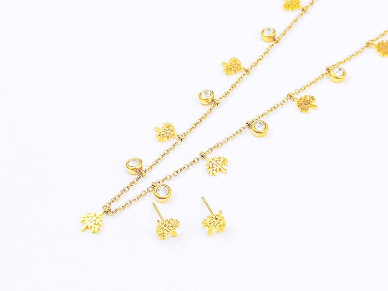 Gold-Plated Zircon Earrings and Necklace Set Carousel 2