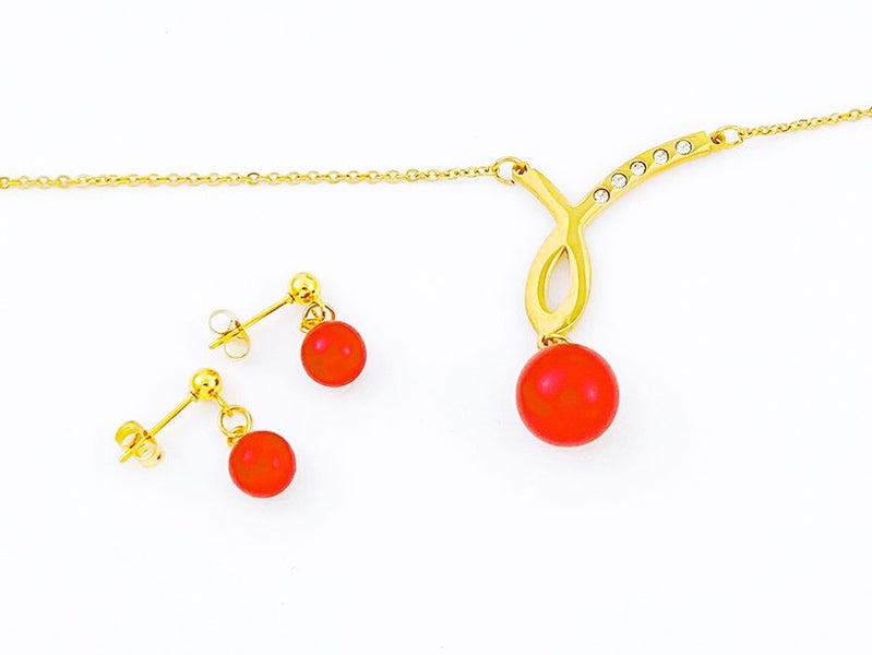 Gold-Plated Zircon Earrings and Necklace Set Carousel 1