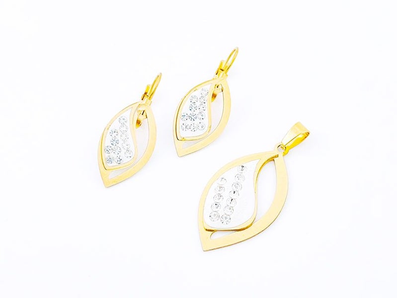Sparkling Gold-Plated Zircon Earrings and Pendant Set Carousel 1