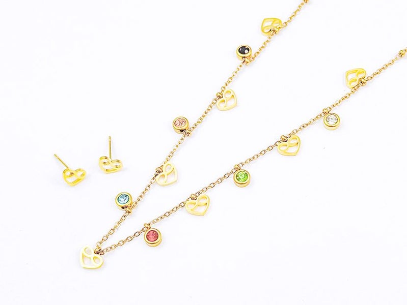 Gold-Plated Zircon Earrings and Necklace Set Carousel 1