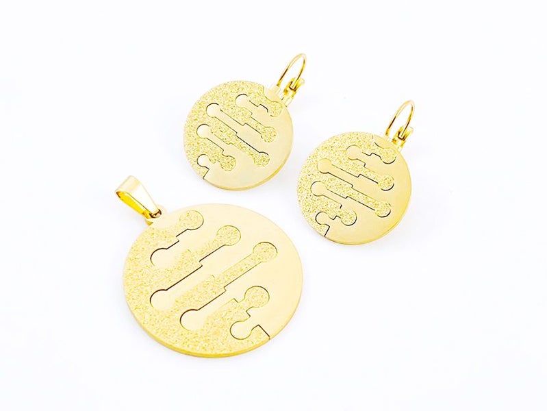 Stylish Gold-Plated Titanium Steel Earrings and Pendant Pairing Carousel 1