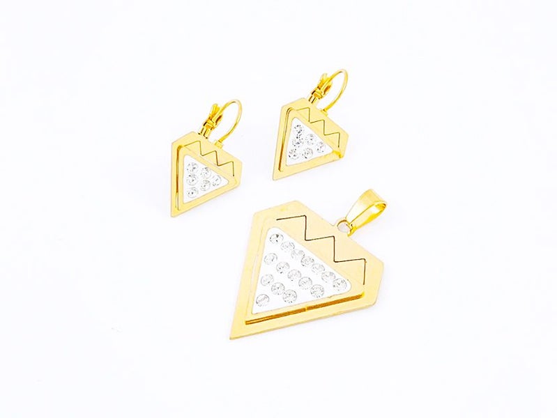 Elegant Gold-Plated Titanium Steel Earrings and Pendant Set Carousel 1