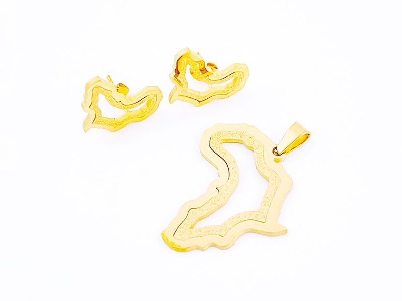 Gold-Plated Titanium Steel Earrings and Pendant Set Carousel 1