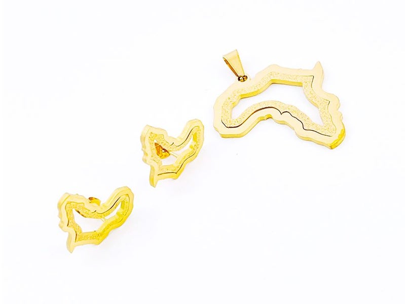 Gold-Plated Titanium Steel Earrings and Pendant Set Carousel 2