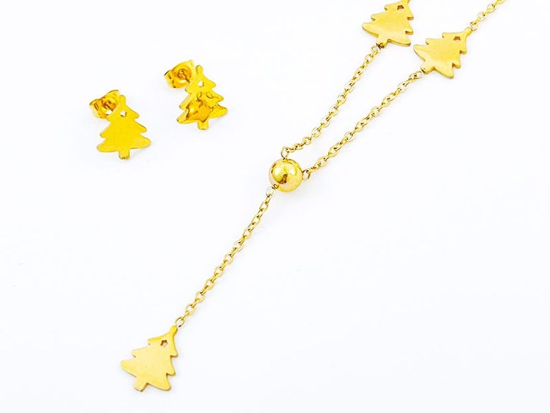 Stylish Gold-Plated Earrings and Necklace Set Carousel 1