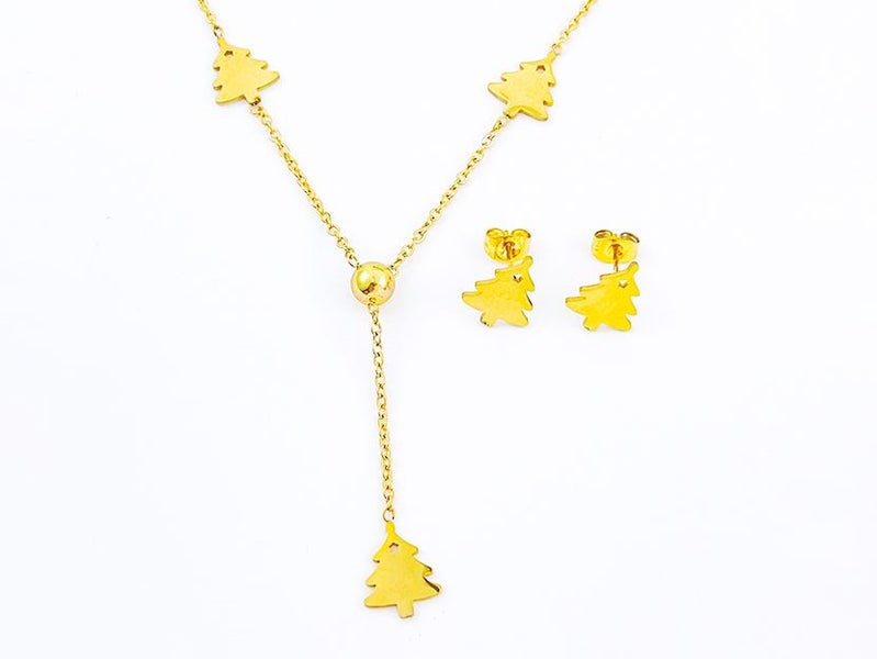 Stylish Gold-Plated Earrings and Necklace Set Carousel 2