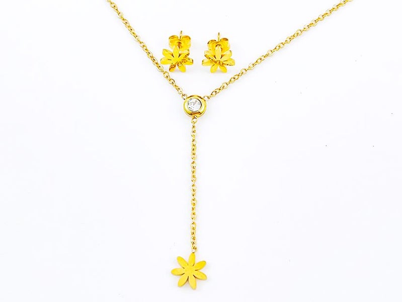 Gold-Plated Zircon Earrings and Necklace Set Carousel 1