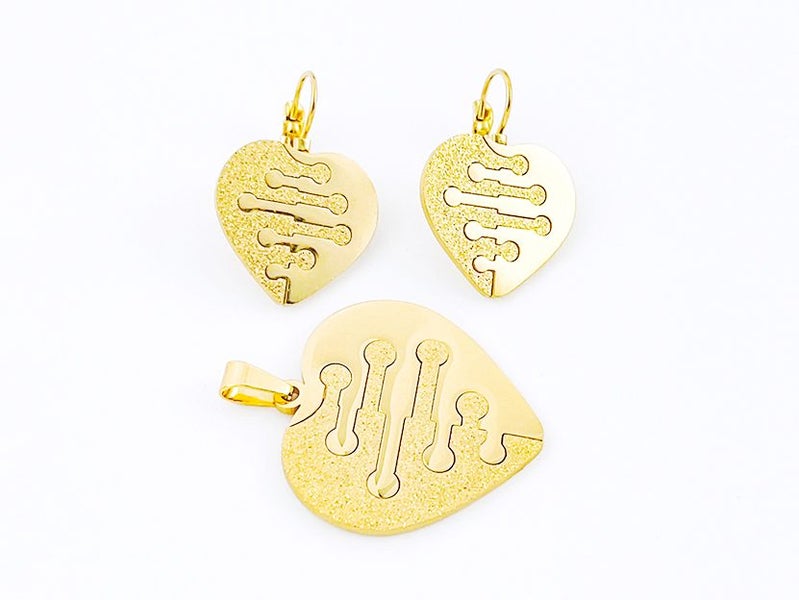 Stylish Gold-Plated Titanium Steel Earrings and Pendant Pairing Carousel 1