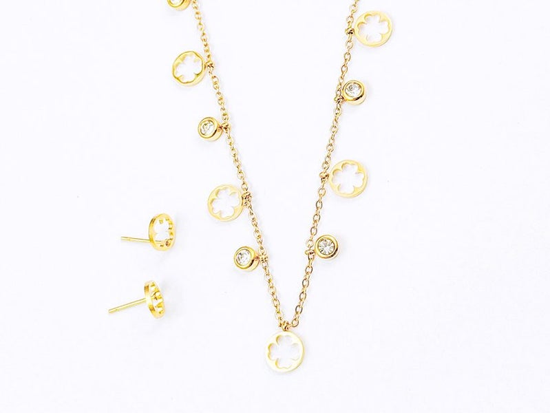 Gold-Plated Zircon Earrings and Necklace Set Carousel 1