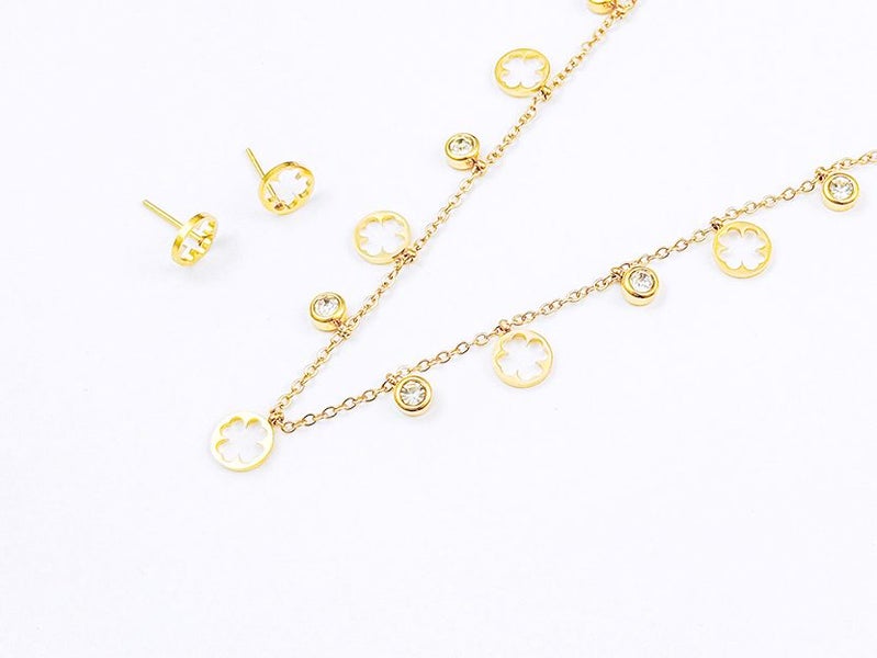 Gold-Plated Zircon Earrings and Necklace Set Carousel 2