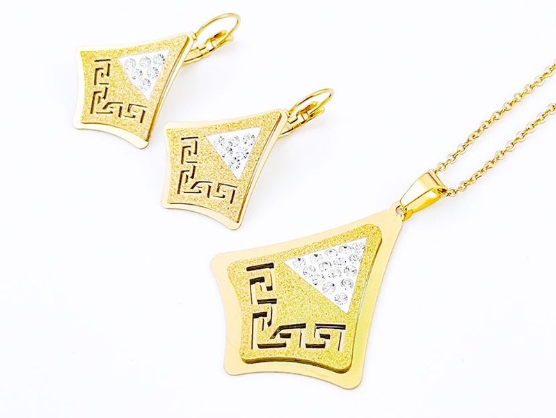Gold-Plated Zircon Earrings and Necklace Set Carousel 1