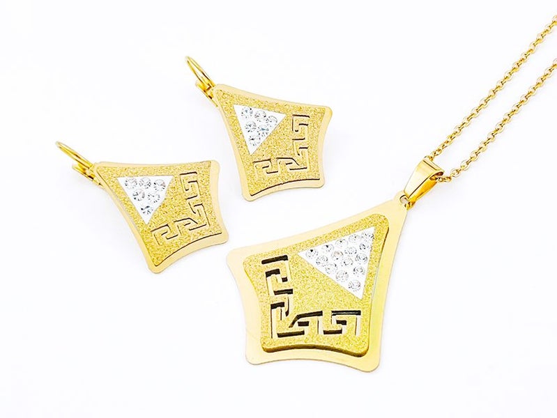 Gold-Plated Zircon Earrings and Necklace Set Carousel 2