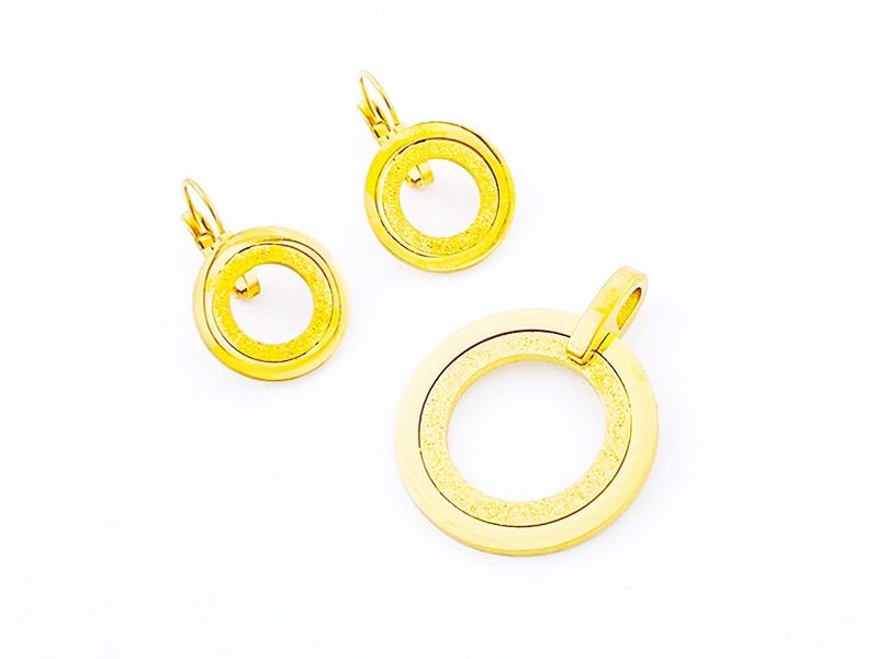 Gold-Plated Titanium Steel Earrings and Pendant Set Carousel 1
