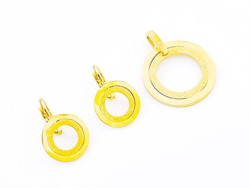 Gold-Plated Titanium Steel Earrings and Pendant Set Carousel 2