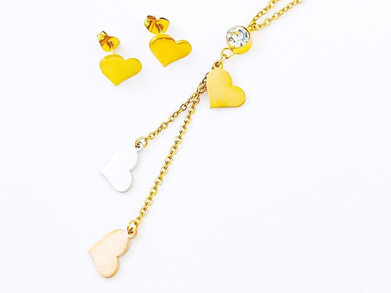 Gold-Plated Zircon Earrings and Necklace Set Carousel 1