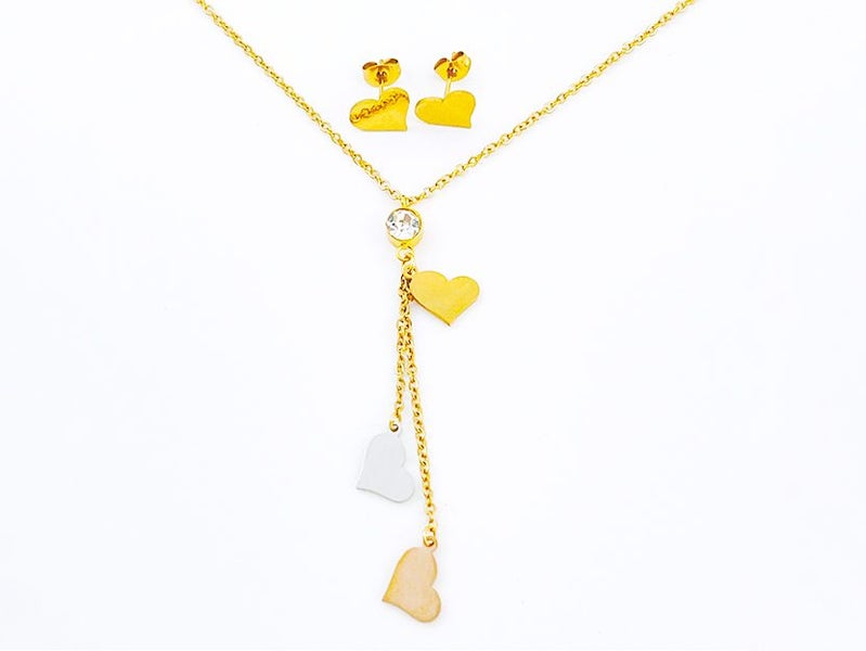 Gold-Plated Zircon Earrings and Necklace Set Carousel 2