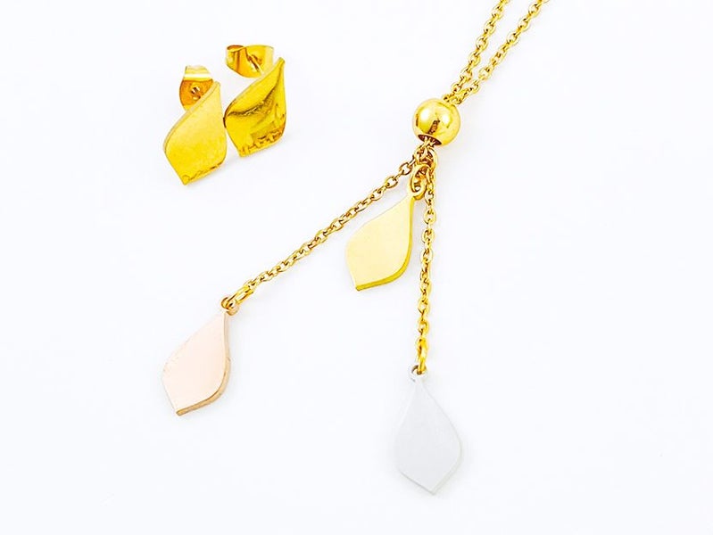 Gold-Plated Zircon Earrings and Necklace Set Carousel 1