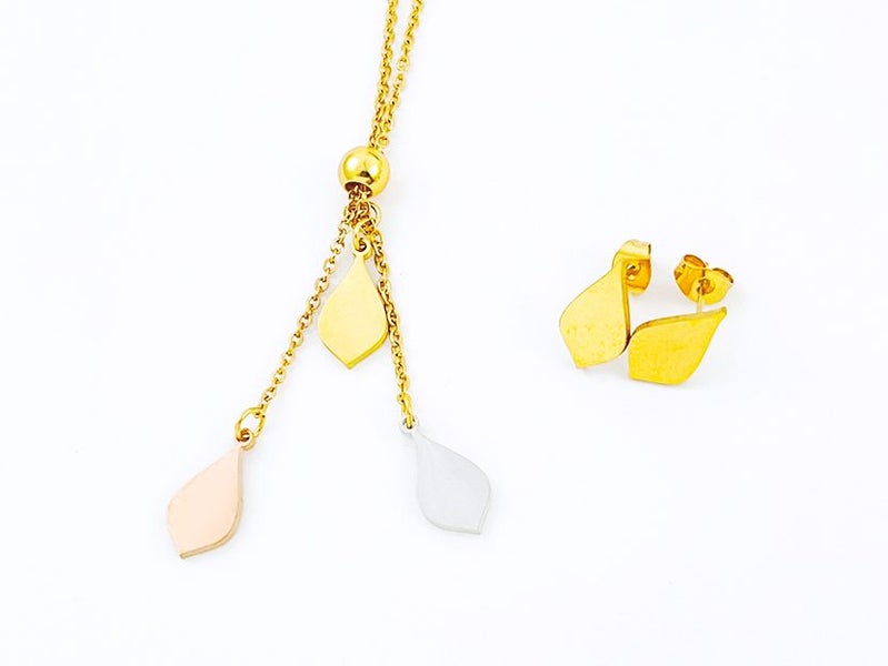 Gold-Plated Zircon Earrings and Necklace Set Carousel 2