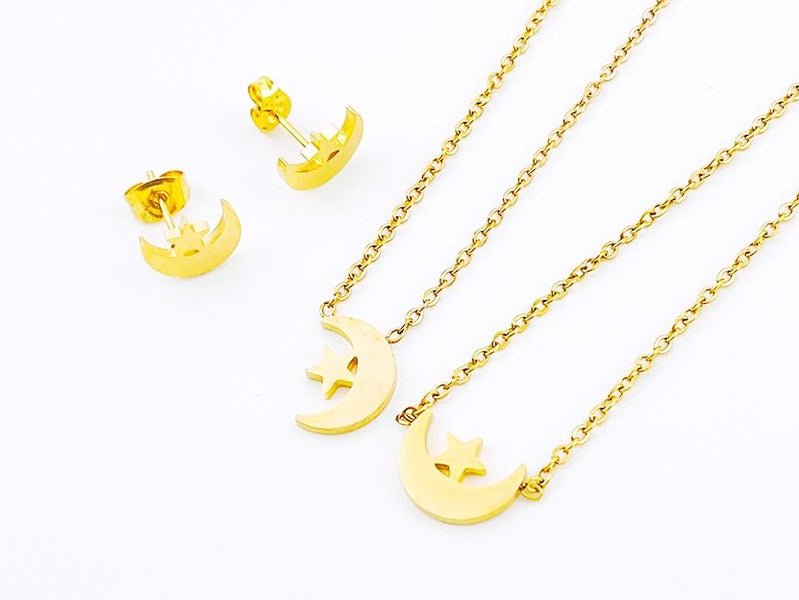 Gold-Plated Titanium Steel Earrings and Pendant Set Carousel 2