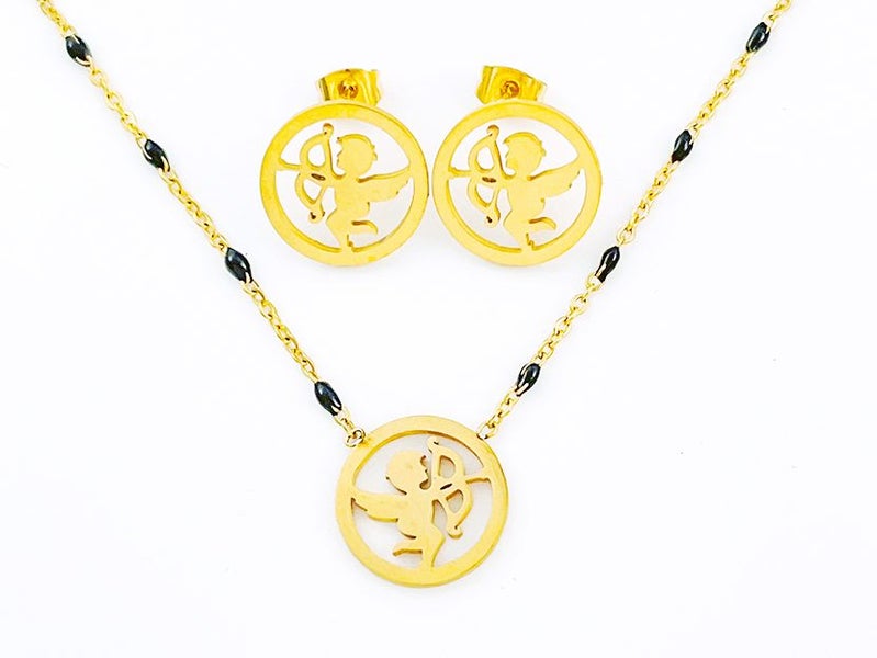 Gold-Plated Titanium Steel Earrings and Necklace Set Carousel 2