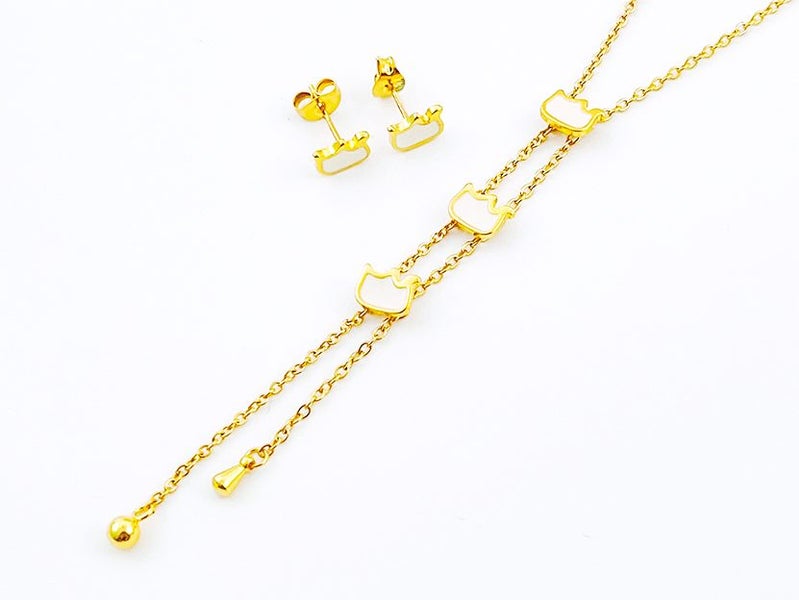 Stylish Gold-Plated Earrings and Necklace Set Carousel 1