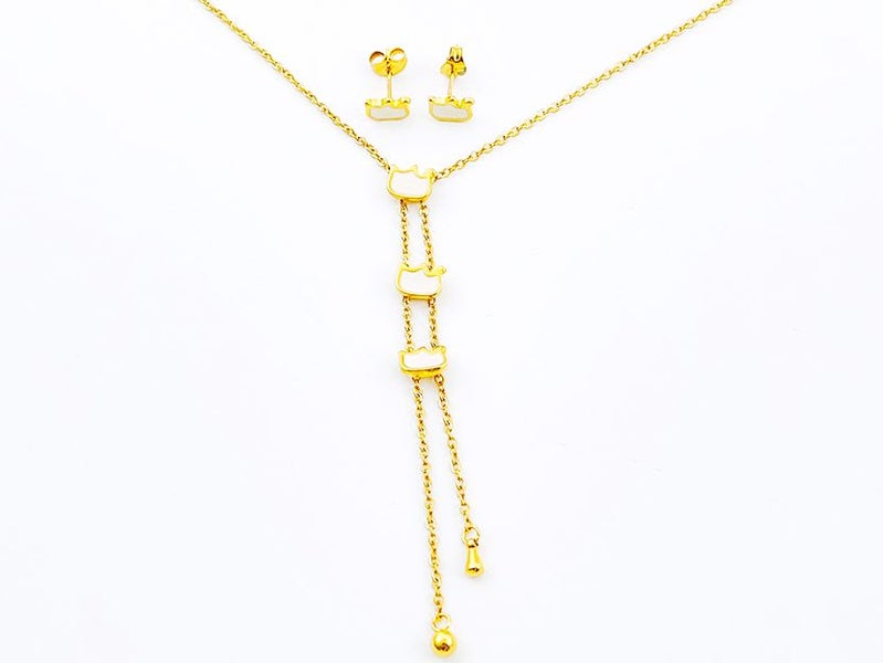 Stylish Gold-Plated Earrings and Necklace Set Carousel 2