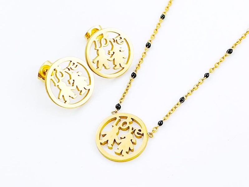 Gold-Plated Titanium Steel Earrings and Necklace Set Carousel 1