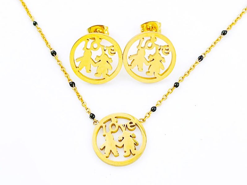 Gold-Plated Titanium Steel Earrings and Necklace Set Carousel 2
