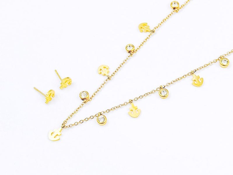 Gold-Plated Zircon Earrings and Necklace Set Carousel 2