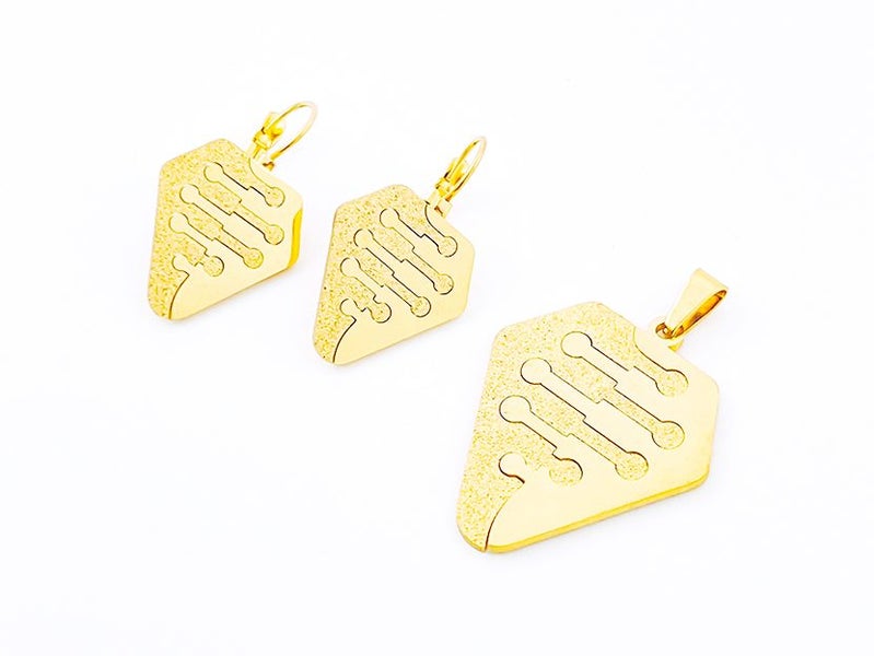 Stylish Gold-Plated Titanium Steel Earrings and Pendant Pairing Carousel 1