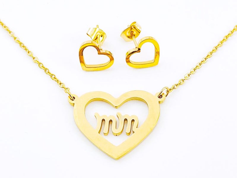 Gold-Plated Heart Earrings and Necklace Set Carousel 2