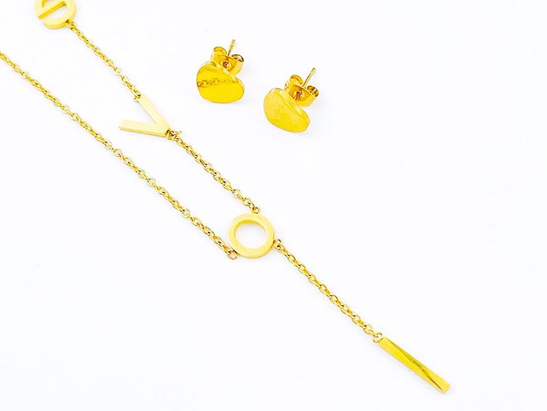 Gold-Plated Zircon Earrings and Necklace Set Carousel 2