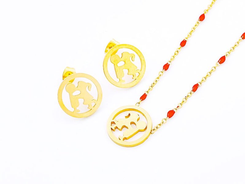 Gold-Plated Titanium Steel Earrings and Necklace Set Carousel 1