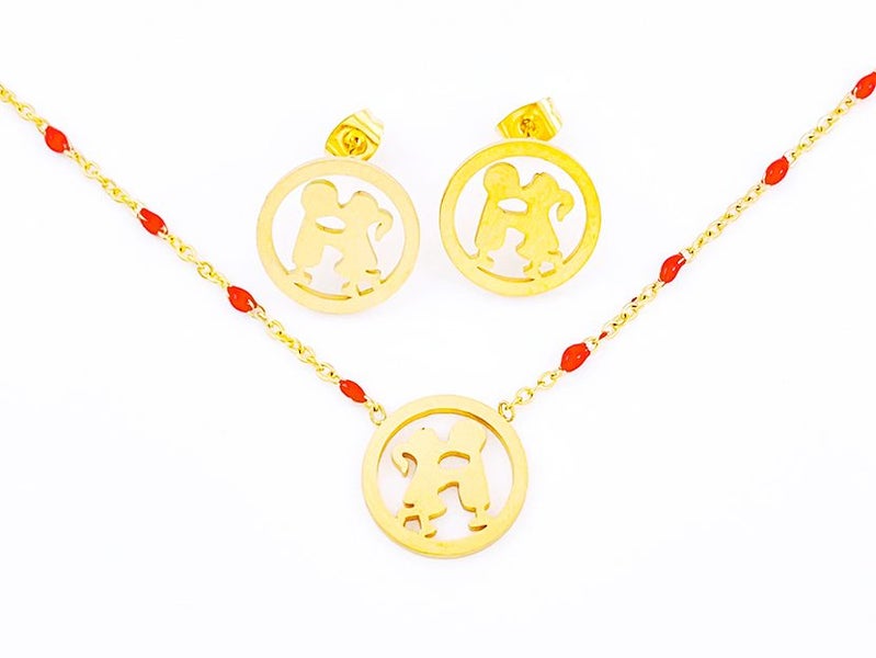 Gold-Plated Titanium Steel Earrings and Necklace Set Carousel 2