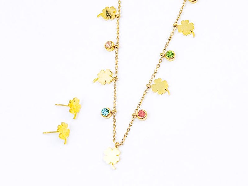 Gold-Plated Zircon Earrings and Necklace Set Carousel 1