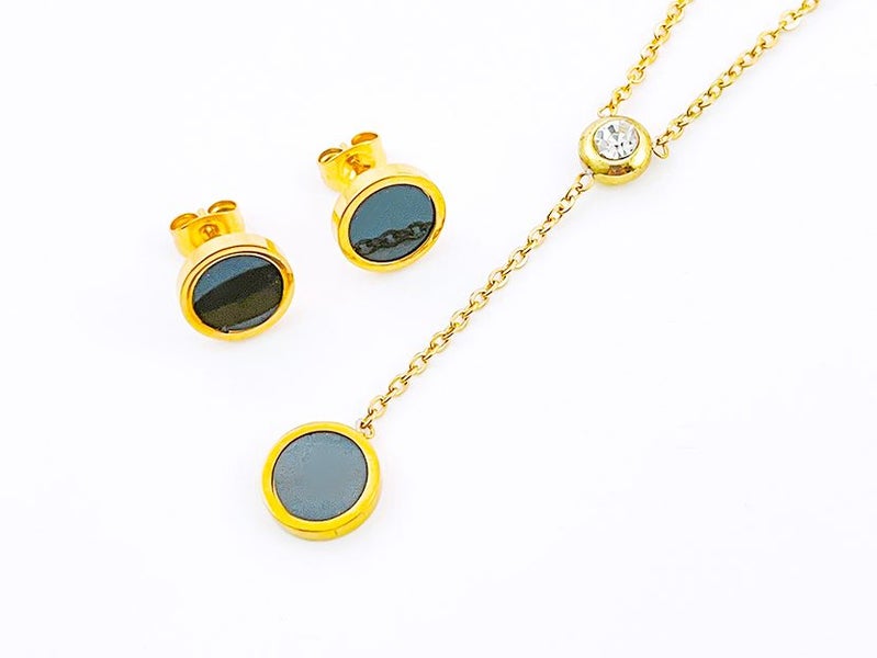 Gold-Plated Zircon Earrings and Necklace Set Carousel 1