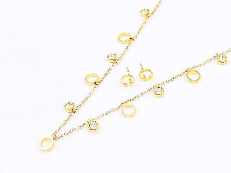 Gold-Plated Zircon Earrings and Necklace Set Carousel 1