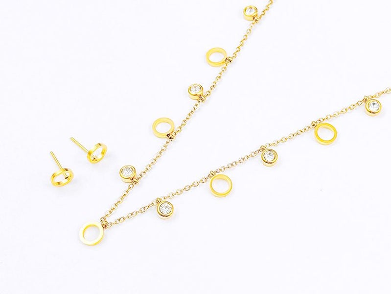 Gold-Plated Zircon Earrings and Necklace Set Carousel 2