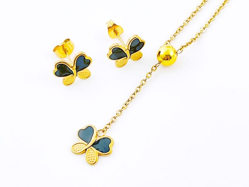 Gold-Plated Zircon Earrings and Necklace Set Carousel 1